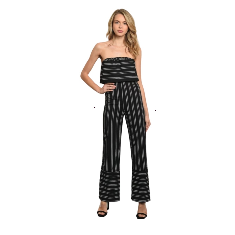 Black striped jumpsuit